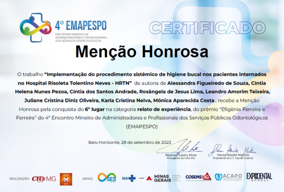 Risoleta recebe Menção Honrosa em evento de saúde bucal